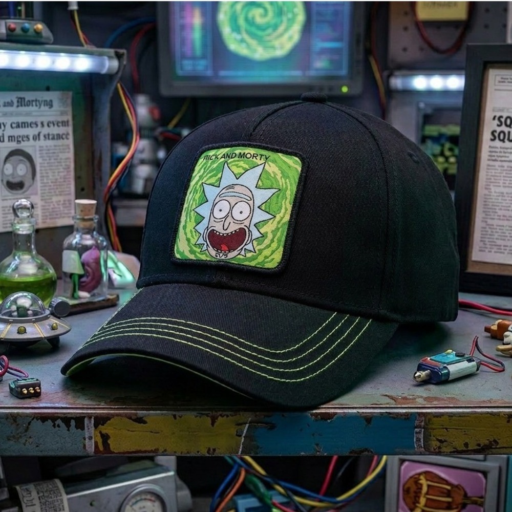 Capslab Rick and Morty Baseball Cap Black Green Adjustable Strapback Hat NWT